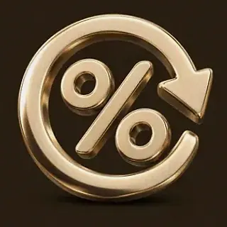Gold percent symbol — Royal Reels