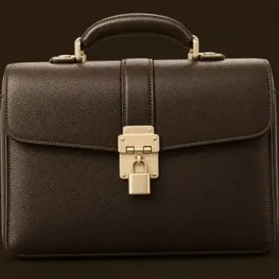 Locked leather briefcase — Royal Reels